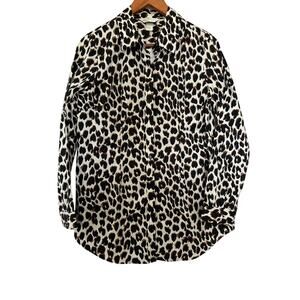 Christopher & Banks Blouse Long Sleeve Animal Print Button Down Top Small